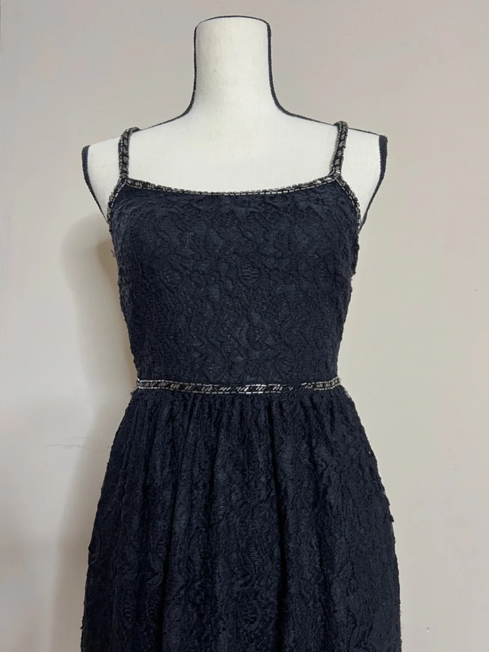 🐼🎬🎓Abercrombie Elegant Black Lace Maxi Dress with Spaghetti Straps